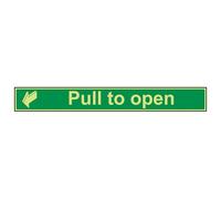 V Safety Pull To Open Door Direct Safety Sign - Glow In The Dark 600X75mm (X3)