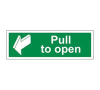 V Safety Pull To Open Door Sign - 450mm x 150mm - Self Adhesive Vinyl