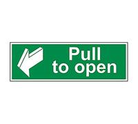 V Safety Pull To Open Door Sign - 600mm x 200mm - Self Adhesive Vinyl