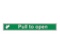 V Safety Pull To Open Door Sign - 600mm x 75mm - Self Adhesive Vinyl