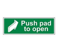 V Safety Push Pad To Open Door Sign - 450mm x 150mm - 1mm Rigid Plastic
