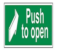 V Safety Push To Open Door Sign - 450mm x 150mm - 1mm Rigid Plastic