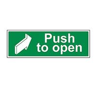 V Safety Push To Open Door Sign - 450mm x 150mm - Self Adhesive Vinyl