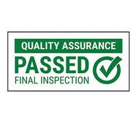 V Safety Quality Assurance Passed Final Inspection Sticker - 51 x 25 mm (Roll of 250) Safety Sign