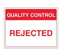 V Safety Quality Control - Rejected 400 x 300 mm - Glow In The Dark 1mm Rigid Plastic Safety Sign