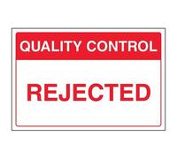 V Safety Quality Control Rejected Sign - 300mm x 200mm - 1mm Rigid Plastic