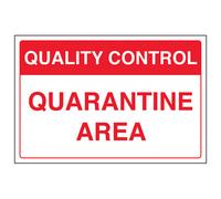 V Safety Quarantine Area Quality Control Sign - Rigid Plastic - 400X300mm (X3)
