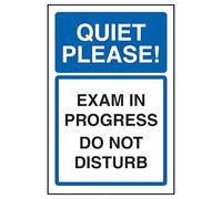 V Safety Quiet Please! Exam In Progress Do Not Disturb 150 x 200 mm - Glow In The Dark Self Adhesive Vinyl Safety Sign