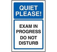 V Safety Quiet Please! Exam In Progress Do Not Disturb - 400x600mm Self Adhesive Vinyl Safety Sign