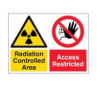 V Safety Radiation Controlled Area/Access Restricted - Landscape 400 x 300 mm - 2mm Rigid Plastic Safety Sign