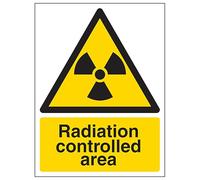V Safety Radiation Controlled Area - Portrait 200 x 300mm - 2mm Rigid Plastic Safety Sign
