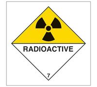 V Safety Radioactive 100 x 100 mm - Glow In The Dark 1mm Rigid Plastic Safety Sign