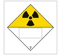 V Safety Radioactive 7 UN Substance Numbering Hazard Label 100 x 100 mm - Glow In The Dark 1mm Rigid Plastic Safety Sign