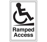 V Safety Ramped Access Information Safety Sign - Rigid Plastic - 200X300mm (X3)