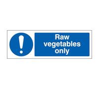 V Safety Raw Vegetables Only - Landscape 300 x 100 mm - Glow In The Dark Self Adhesive Vinyl Safety Sign