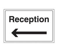 V Safety Reception Arrow Left Information Sign - Adhesive Vinyl 300X200mm (X3)
