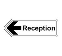 V Safety Reception Arrow Left - Shaped Sign 300 x 100 mm - Glow In The Dark Self Adhesive Vinyl Safety Sign