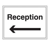 V Safety Reception/Arrow Left Sign - 400mm x 300mm - 1mm Rigid Plastic