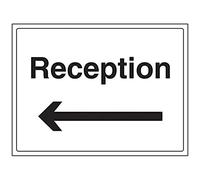 V Safety Reception/Arrow Left Sign - 400mm x 300mm - Self Adhesive Vinyl