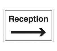 V Safety Reception Arrow Right Information Sign - Rigid Plastic 400X300mm (X3)