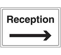 V Safety Reception/Arrow Right Sign - 300mm x 200mm - Self Adhesive Vinyl