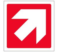 V Safety Red Diagonal Arrow - Square 150 x 150 mm - 2mm Rigid Plastic Safety Sign