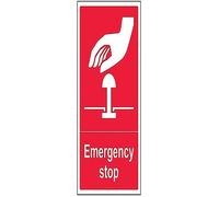 V Safety Red Emergency Stop Sign - 200mm x 300mm - Self Adhesive Vinyl