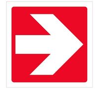 V Safety Red Straight Arrow - Square 100 x 100 mm - Self Adhesive Vinyl Safety Sign