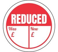 V Safety Reduced - Was / Now Sticker - 50mm Diameter (Roll of 250)