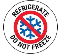 V Safety Refrigerate Do Not Freeze Sticker - 50mm Diameter (Roll of 250)