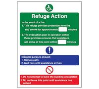 V Safety Refuge Action - Portrait 150 x 200 mm - Self Adhesive Vinyl - Aluminium Effect Safety Sign