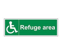 V Safety Refuge Area - Landscape 450 x 150 mm - 2mm Rigid Plastic Safety Sign