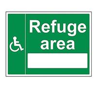 V Safety Refuge Area With Blank Sign - 400mm x 300mm - 1mm Rigid Plastic