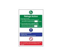 V Safety Refuge Fire Action Notice Sign - 200mm x 300mm - 1mm Rigid Plastic
