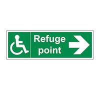 V Safety Refuge Point Arrow Right - Landscape 300 x 100 mm - Self Adhesive Vinyl - Aluminium Effect Safety Sign