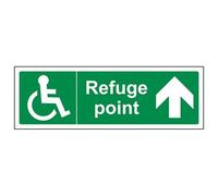 V Safety Refuge Point Arrow Up Fire Assembly Sign - 300mm x 100mm - Self Adhesive Vinyl