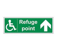 V Safety Refuge Point Arrow Up - Landscape 300 x 100 mm - Glow In The Dark 1mm Rigid Plastic Safety Sign