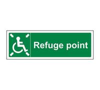 V Safety Refuge Point Arrows Pointing In Sign - 300mm x 100mm - 1mm Rigid Plastic