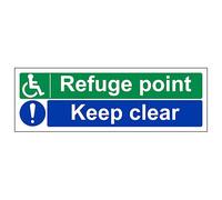 V Safety Refuge Point/Keep Clear - Landscape 450 x 150 mm - 3mm Aluminium Composite Safety Sign
