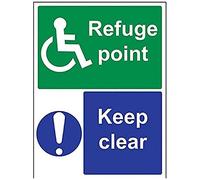 V Safety Refuge Point/Keep Clear Sign - 300mm x 400mm - 1mm Rigid Plastic