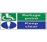 V Safety Refuge Point/Keep Clear Sign - 400mm x 300mm - 1mm Rigid Plastic