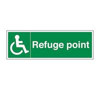 V Safety Refuge Point - Landscape 300 x 100 mm - Self Adhesive Vinyl - Aluminium Effect Safety Sign