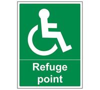 V Safety Refuge Point Sign - 300mm x 400mm - 1mm Rigid Plastic