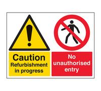 V Safety Refurbishment In Progress No Entry Sign Rigid Plastic - 600X450mm (X3)