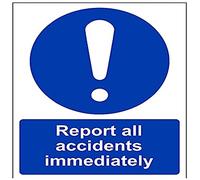 V Safety Report All Accidents Immediately Sign - 150mm x 200mm - 1mm Rigid Plastic