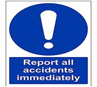 V Safety Report All Accidents Immediately Sign - 200mm x 300mm - 1mm Rigid Plastic