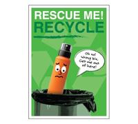 V Safety Rescue Me Recycle Poster - Aerosol | A3 Recycling Awareness Sign | Laminated & Durable | Made in UK