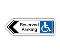 V Safety Reserved Parking Arrow Left - Shaped Sign 300 x 100 mm - Self Adhesive Vinyl