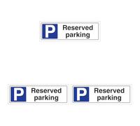 V Safety Reserved Parking - Landscape 300 x 100 mm - 2mm Rigid Plastic Safety Sign (Pack of 3)