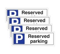 V Safety Reserved Parking - Landscape 300 x 100 mm - 2mm Super-Tough Rigid Plastic Safety Sign (Pack of 4)